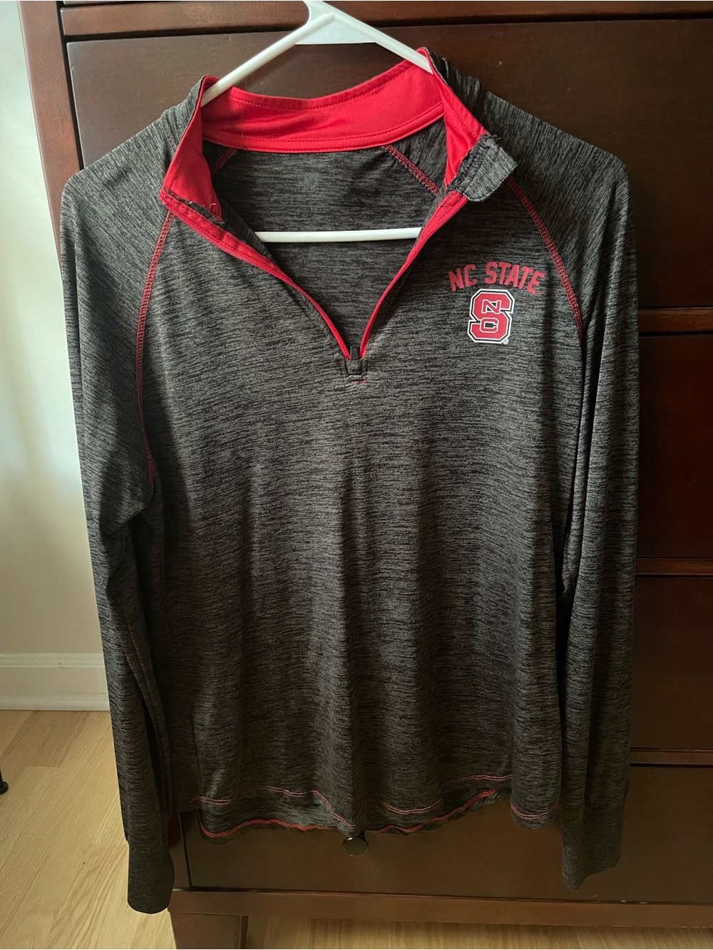 STATE Women's Heathered Gray & Red Quarter-Zip Pullover